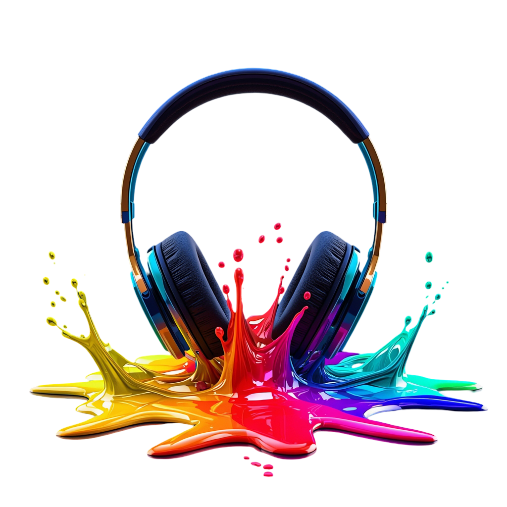 Headset - Bursting colors headset with prominent PrintPromp colors