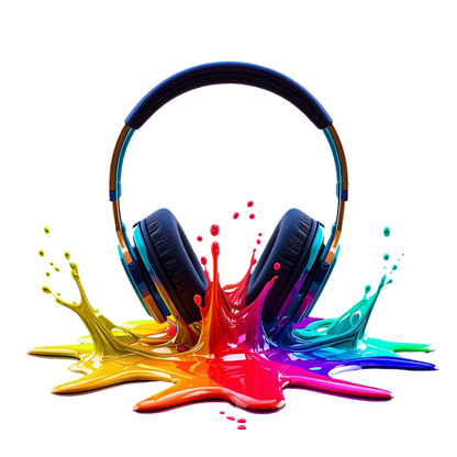 Headset - Bursting colors headset with prominent PrintPromp colors