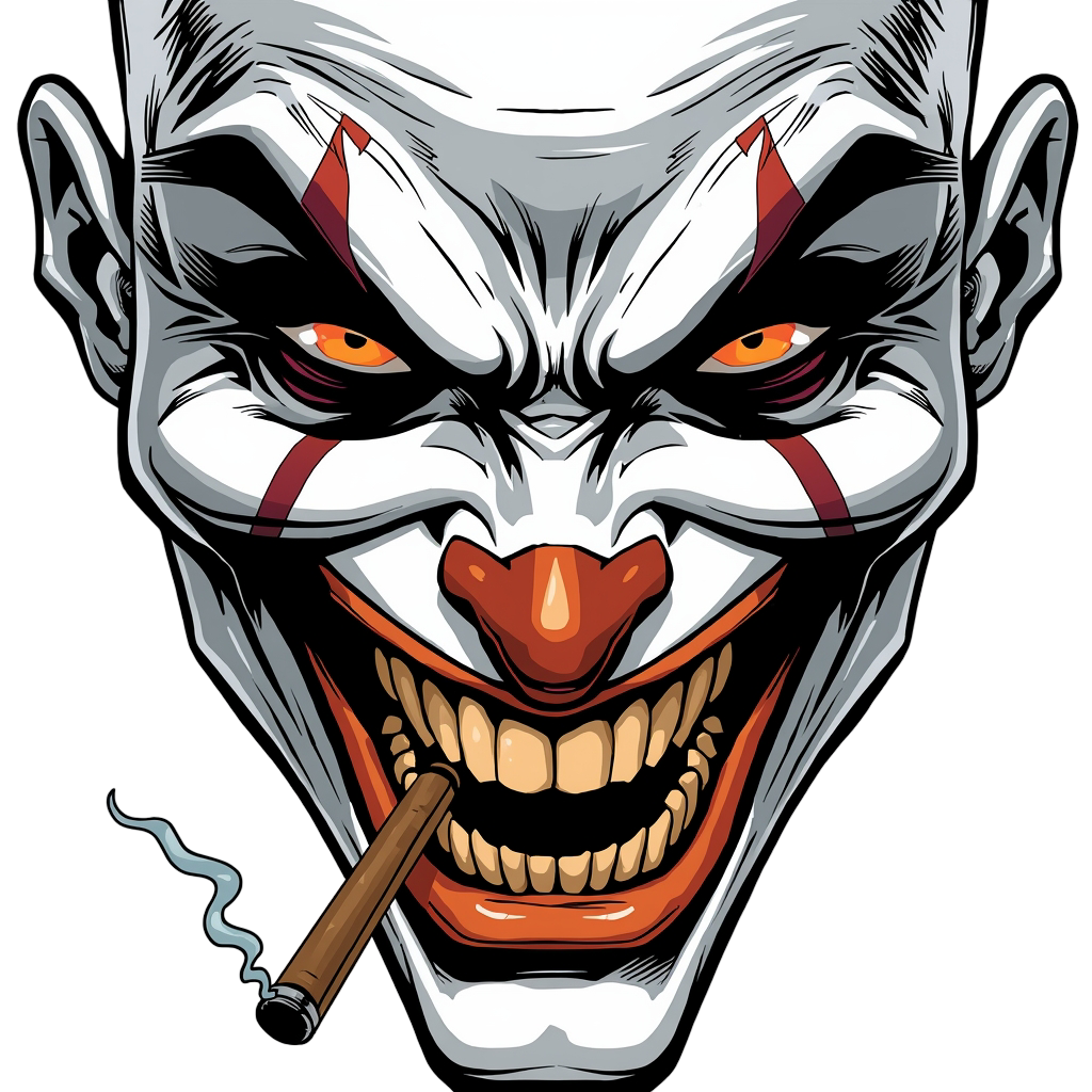 Smoking Joker - Super expressive smoking Joker T-Shirt from PrintPromp AI
