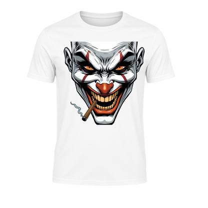 Smoking Joker - Super expressive smoking Joker T-Shirt from PrintPromp AI